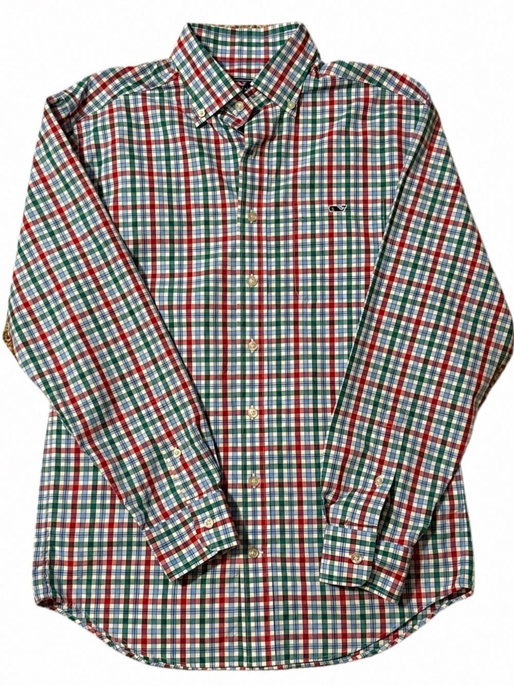 Vineyard Vines Men’s Small Classic Fit Plaid Button Down Preppy Academia Red
